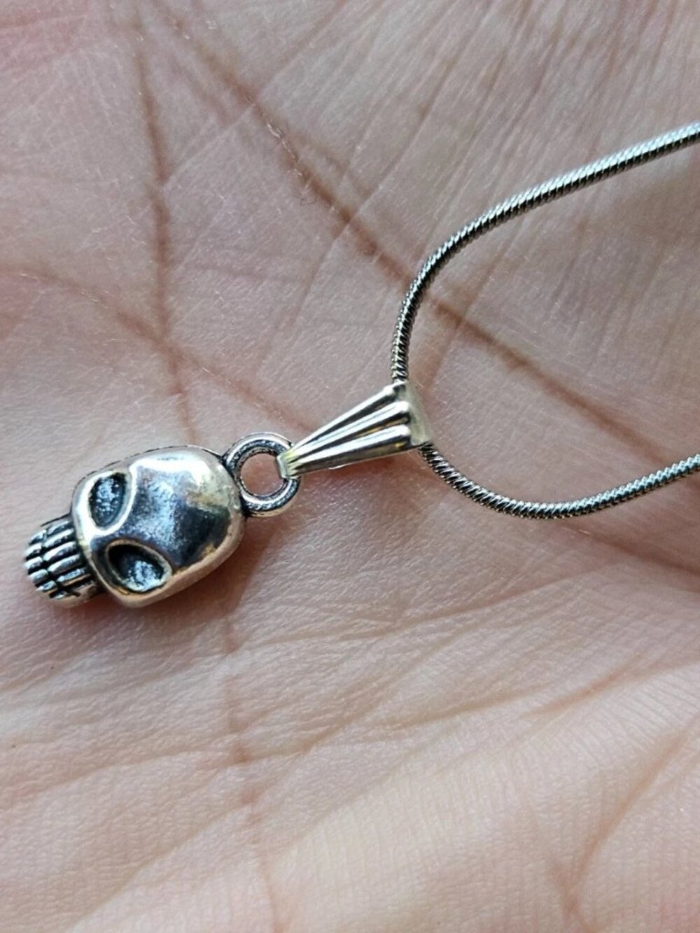 Skull Head Pendant Necklace Silver Tone Chain Fashion Jewelry Unbranded